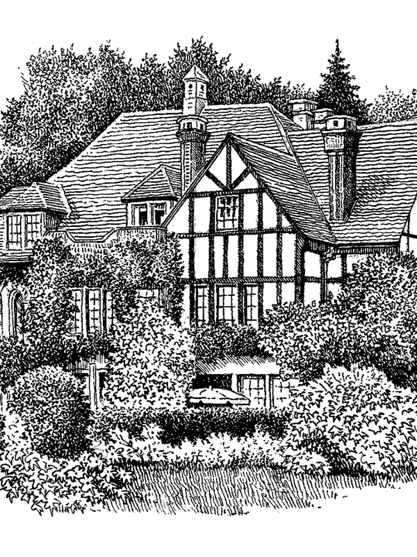 pentekening Louise-Marie Manor and Gardens